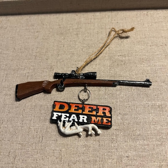 Deer Fear Me Hunting Rifle Ornament - Picture 1 of 4